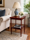 Vintage Mahogany Side Table 2 Tier Lamp Stand Gallery Top Wood Accent Table