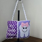 Handmade Tooth Fairy Pillow- Polka Dot Cotton Purple White Trim 
