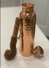 Hammered Pure Copper Water Bottle With Natural Jute Cleaning Brush 950ml