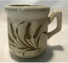 4 Rare Antique vintage Stoneware Paneled Mugs cups Wheat Unique Handles