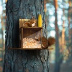 Carbonized Wood Squirrel Feeder Durable Squirrel House Box For Backyard Garden
