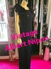 Vintage Hollywood Glam Albert Nipon Nights Formal Dress Gown Black Sheath Sz 10