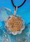 Orgone  Selenite Flower Of Life  Selenite Pendant With Flower Of Life    Chain