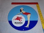 Vintage Mobil Mobiloil  marilyn Monroe 11 3 4  Porcelain Metal Gasoline Oil Sign