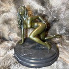 Signed Mavchi Bronze Nude Female Sculpture Figurine Solid Marble Base 8 Inches