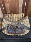 Vintage Fishing Creel Basket Wicker Leather Cabin Decor