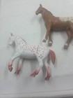 2 Vintage Funrise Horse Figures  Appaloosa 1988 Brown white Spotted  free Bonus