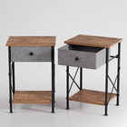 Nightstands With Storage Set Of 2  Bedside Tables With Fabric Drawer   Open Shel