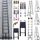 12 5ft-20 5ft Telescopic Extension Ladder Collapsible Ladders Aluminum    Hook
