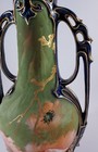 Antique Art Nouveau Ernst Wahliss Vase Cobalt Blue Poppies 11 1 2  Turn Austria