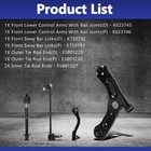 Ctl Arm Ball Jt Sway Bar Tie Rod End Susp Kit Hyundai Sonata 15 Kia Optima 16-19