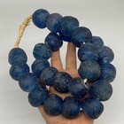 2 3 Lbs  23mm-30mm  1 Strand  25 Beads  Blue Round Sea Glass Beads   B35652