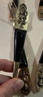 Vintage Siam Taiwan Brass   Black Cutlery 2 Spoons 3 Forks