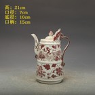 8 75    Old Chinese Yuan Dynasty Porcelain Tangled Flower Phoenix Pattern Teapot