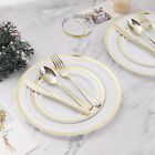 600pcs Gold Dinnerware Set For 100 Guests  Plastic Plates For Party
