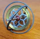 Vintage 50   s Mcm Gyroscope Metal Spinning Top Red Center
