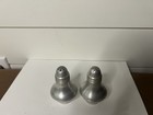 Silver Metal Round Salt   Pepper Shakers Set 2pc Vintage