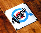 Vintage Vespa Porcelain Metal Sign 4-3 4  X 4-3 4  Scooter Piaggio Paperino Px