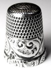 Antique Simons Bros  Sterling Silver Thimble  Chased    flowing Ferns     C1890s