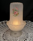 Frosted Glass Fairy Lamp Floral Hobnail Ribbed Westmoreland Pink White Light