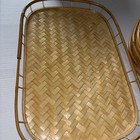 Set Of 8 Vtg Bamboo Wicker Rattan Serving Trays Mid Century Japanese Wares 19x13