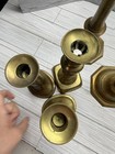5 Antique 19th Century Brass Push Up Candlesticks Lot 