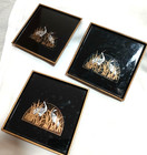 Otagri Black Laquerware Coasters With Case Set Of 3
