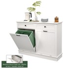 Tc-homeny Double Tilt Out Trash Cabinet Holder Kitchen Garbage Laundry Sorter
