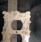 Vtg 60   s Amertac Metal White Elec Wall Cover Ornate Plate Outlet-ul Listed