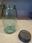 Antique Vtg 1910-1923 Blue Glass Ball Mason Quart Sloped Canning Jar 2t