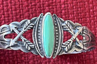 Antique Navajo Turquoise   Sterling Silver Bracelet Fred Harvey Crossed Arrows