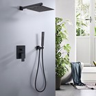 Shower Faucet Set 12  Rainfall Head Combo Kit With Mixer Valve Wall Mount Black