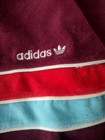 Vintage Adidas Track Jacket Burgundy Maroon Red Blue Striped Trefoil Y2k