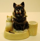 Art Deco Style Bowl Figurine Cat Wildlife Match Holder Art Nouveau Style Porcela