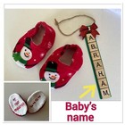Baby s First Christmas Shoes And A Personalized Name Scrabble Tile Ornament