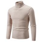 New Men s High Neck Sweater Solid Color Pullover Knitted Warm Casual