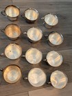 Lot Of 12 Vintage Silver Plate Footed Punch Bowl Cups Floral Grape Handles