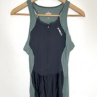 Pearl Izumi Elite Series Tri Suit Womens Large Gray Black Open Back Pockets