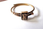 Antique Victorian 1870 Gold Filled Mourning Hinged Bracelet Onyx   Seed Pearls