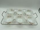 6 Vintage Fire King Golden Wheat 6 Oz Custard Cups In Metal Rack