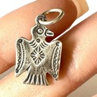 Vtg Navajo Thunderbird Turquoise Pendant Sm Harvey Sterling Charm Native Reverse