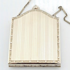 Vtg Silver Guilloche Enamel Compact Pocket Purse Bird Roses Art Deco Unused