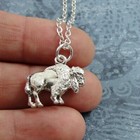Silver Buffalo Necklace - American Bison Charm Necklace - Buffalo Charm Jewelry