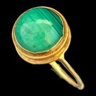 Vintage Malachite Cabochon Cut  14k Yellow Gold Ring Estate Antique Green Gift