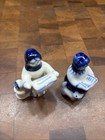 Vintage Russian Gzhel Porcelain Figurines   Hand Painted   Lot Of 2 