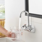 Wall Mount Kitchen Sink Faucet 4  Center Commercial Sink Faucet   Solid Brass   