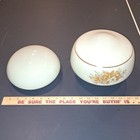 Vintage 1970s  floral Design  Milk Glass Globe Ceiling Dome Light Fixture Shade