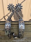 Gold Stripe And Floral Double Sided Mounted Western Riding Spurs