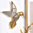 Gold Hummingbird Wall Mirror     Decorative Geometric Bird Wall Art Hanging Decor