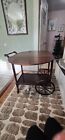 Vintage Antique Wooden Wagon Drop Leaf Tea Bar Serving Cart
